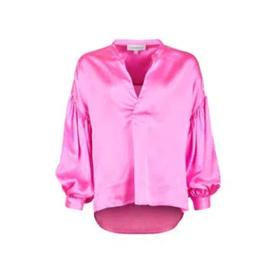 Constellation By Electra Satin V-neck Blouse In Pink