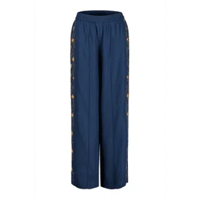 Constellation By Seren Navy Twill Side Stripe Trousers In Blue