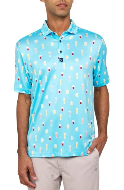 Construct Beer Print Polo In Blue