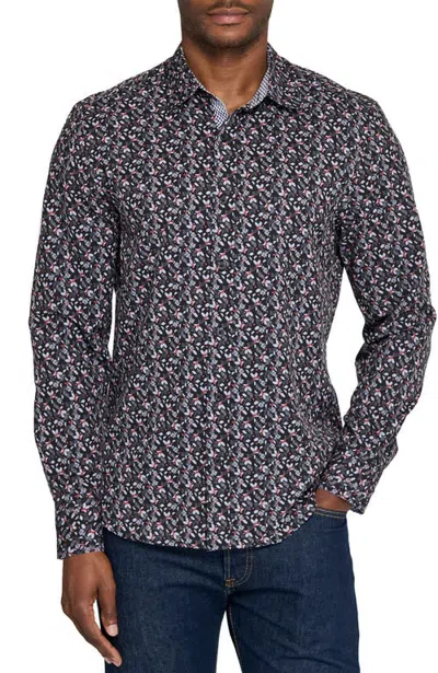 Construct Berry Leaves Woven Long Sleeve Basic In Animal Print