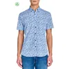 Construct Blueberry Floral Woven Short Sleeve Basic In White/navy