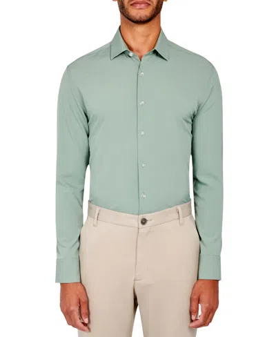 Construct Ceremony Men's Solid Performance Stretch Cooling Comfort Dress Shirt In Ivy
