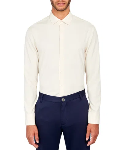 Construct Ceremony Men's Solid Performance Stretch Cooling Comfort Dress Shirt In Vanilla