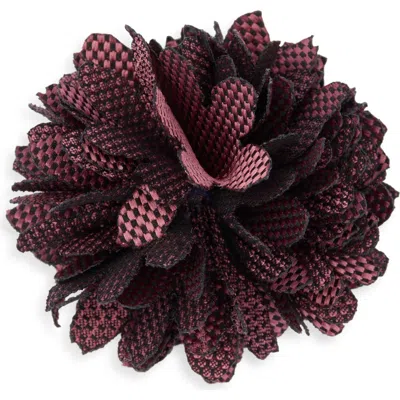 Construct Checkerboard Floral Lapel Pin In Orange