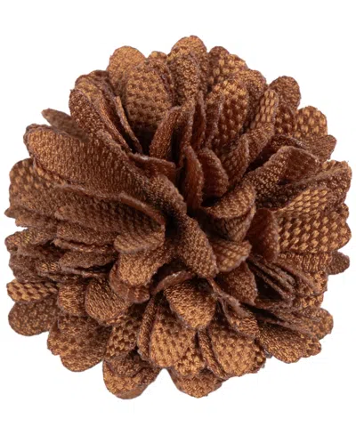 Construct Checkerboard Laser-cut Petal Snap-pin Closure Flower Lapel Pin In Brown