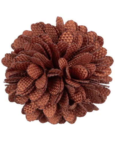 Construct Checkerboard Laser-cut Petal Snap-pin Closure Flower Lapel Pin In Brown