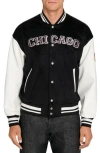 Construct Chicago Blackhawks Bomber Jacket In Black