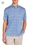 Construct Clustered Floral Polo In White/blue
