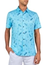 Construct Con.struct Cocktail Print Performance Button-down Shirt In Aqua