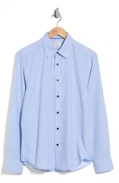 Construct Crosshatch Long Sleeve Button Up Shirt In Blue