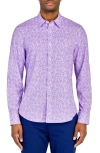 Construct Dainty Floral Woven Long Sleeve Shirt In Lilac