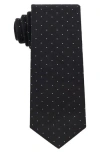 Construct Dot Print Cotton Tie In Black