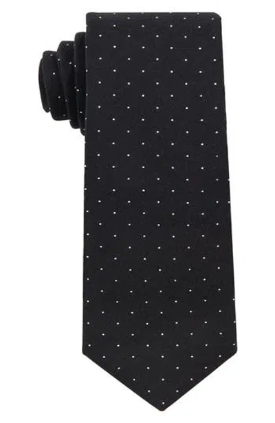 Construct Dot Print Cotton Tie In Black