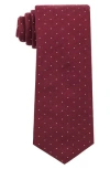 Construct Dot Print Cotton Tie In Burgundy