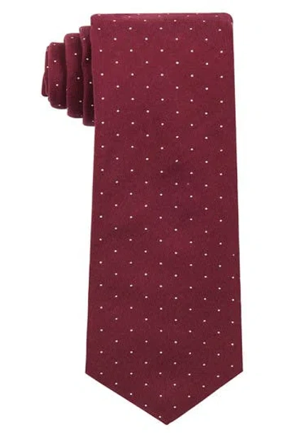 Construct Dot Print Cotton Tie In Burgundy