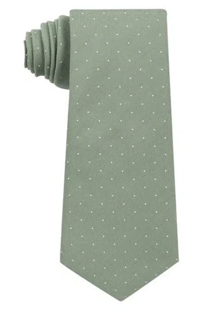 Construct Dot Print Cotton Tie In Green