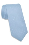 Construct Dot Print Cotton Tie In Blue