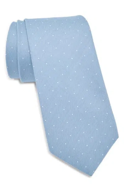 Construct Dot Print Cotton Tie In Blue