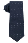 Construct Dot Print Satin Tie In Blue