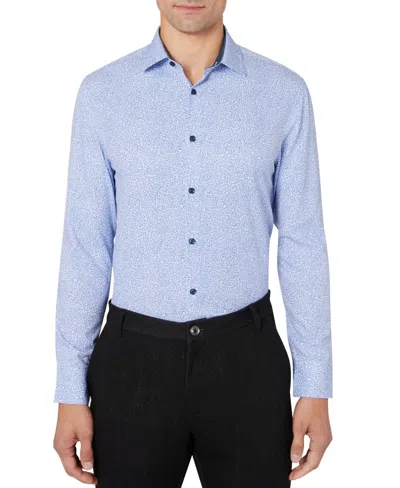 Construct Dress Shirt Mens Blue Floral Slim Fit Performance Stretch Fts317