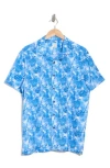 Construct Duo Palm Print Camp Shirt In Blue