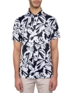Construct Con.struct Exploded Floral Print Performance Button-down Shirt In Black/white