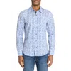 Construct Floral Slim Fit 4-way Stretch Button-up Shirt In Grey