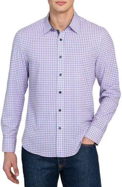 CONSTRUCT CONSTRUCT GRID PRINT STRETCH DRESS SHIRT