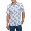 Construct Hibiscus Short Sleeve Button-up Shirt In White