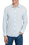 Construct Houndstooth Plaid Stretch Button-up Shirt In Blue