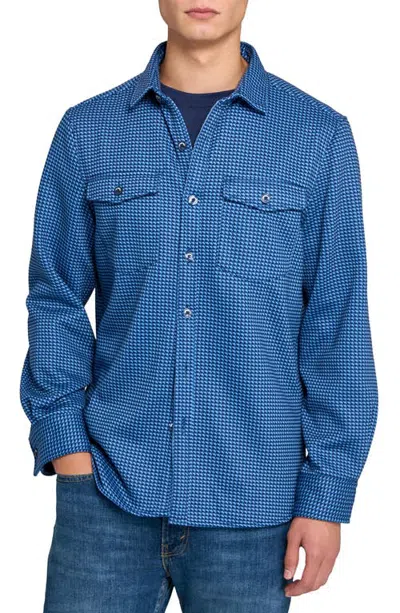 Construct Houndstooth Shirt Jacket In Blue