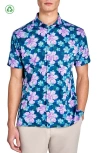 Construct Layered Hibiscus Shirt Front In Navy/purple