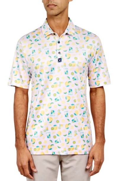 Construct Lemon Cocktail Golf Polo In White/yellow/green