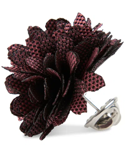 Construct Con.struct Men's Ceremony Satin Checkerboard Flower Lapel Pin, Created For Macy's In Burgundy