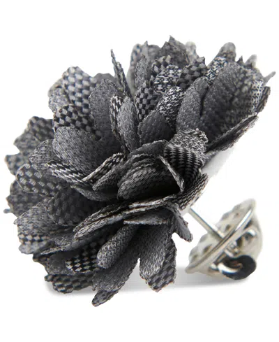 Construct Con.struct Men's Ceremony Satin Checkerboard Flower Lapel Pin, Created For Macy's In Gray