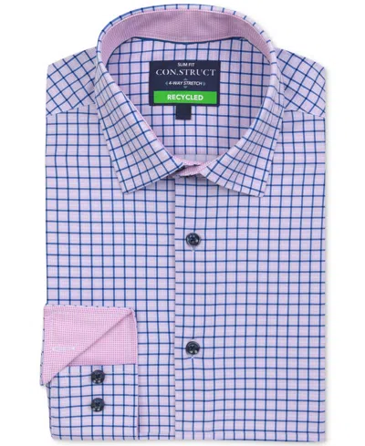 Construct Men's Recycled Slim Fit Check Performance Stretch Cooling Comfort Dress Shirt In Pink