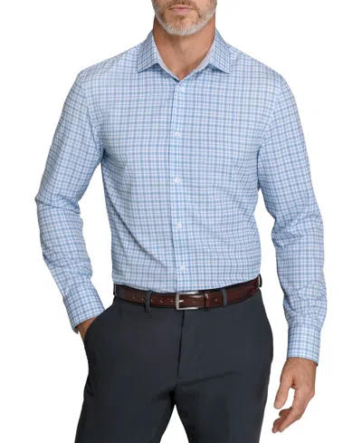 Construct Men's Fern And Flora Slim-fit Plaid Wrinkle-free Dress Shirt In White,blue