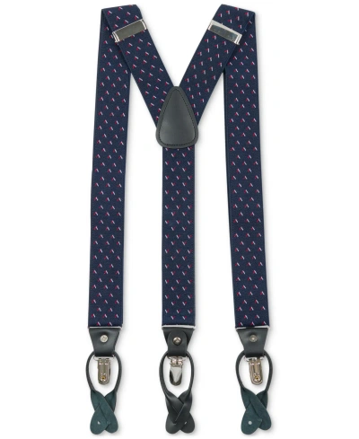 Construct Men's Geometric Print Suspenders In Navy