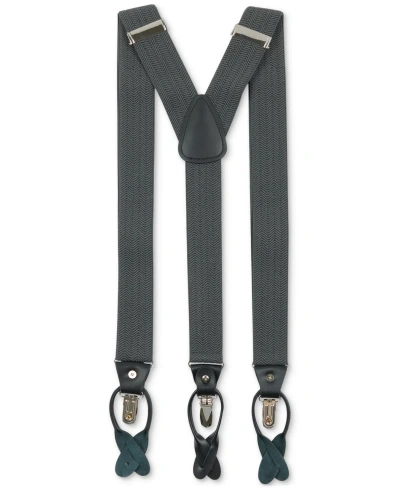 Construct Men's Herringbone Suspenders In Charcoal