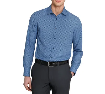 Construct Men's Performance Stretch Tile Print Dress Shirt In Blue