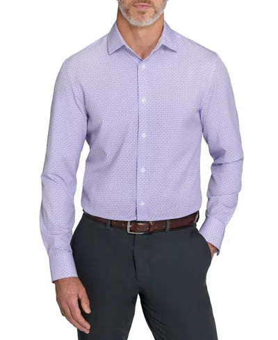 Construct Men's Slim Fit 4-way Stretch Print Dress Shirt In White Purple
