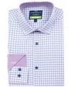 Construct Men's Slim Fit Square Plaid 4-way Stretch Performance Dress Shirt In Blue