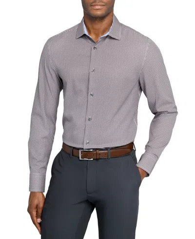 Construct Men's Spread Collar Plaid Dress Shirt In Gray