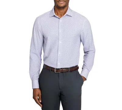 Construct Men's Triangle Print Spread Collar Dress Shirt In Blue