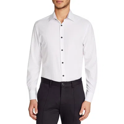 Construct Mens Stretch Polyester Button-down Shirt In White