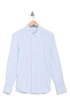 Construct Micro Geometric Print Stretch Button-up Shirt In Blue