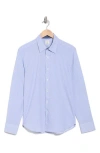 Construct Micro Geometric Print Stretch Button-up Shirt In Blue