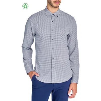 Construct Micro Plaid Woven Long Sleeve In Black
