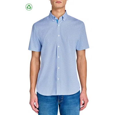 Construct Mini Barrelong Sleeve Woven Short Sleeve Basic In White/blue