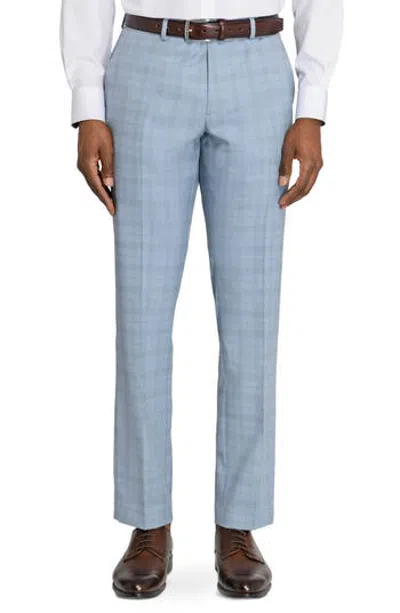 Construct Pearl Plaid Dress Pants In Blue
